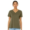 thumbnail image 1 of Bella & Canvas B83006757 Women Relaxed Heather CVC V-Neck T-Shirt, Heather Olive - 2XL, 1 of 5