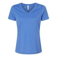 thumbnail image 1 of Bella & Canvas B83006763 Women Relaxed Heather CVC V-Neck T-Shirt, Heather True Royal - Small, 1 of 5