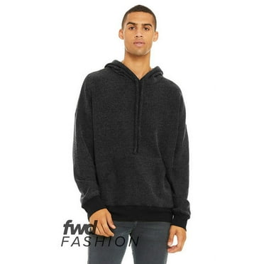 Bella & Canvas B83906502 FWD Fashion Sueded Fleece Hoodie, Black Heather - Extra Small