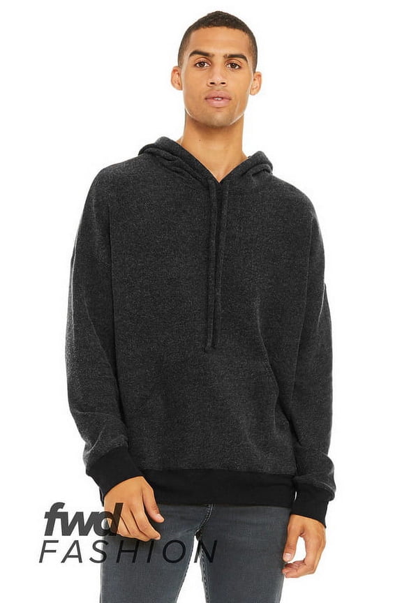 Bella & Canvas B83906504 FWD Fashion Sueded Fleece Hoodie, Black Heather - Medium