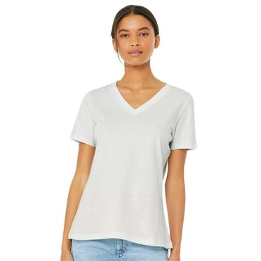 Bella & Canvas B87006026 Women Relaxed Jersey V-Neck T-Shirt, Vintage White - Extra Large