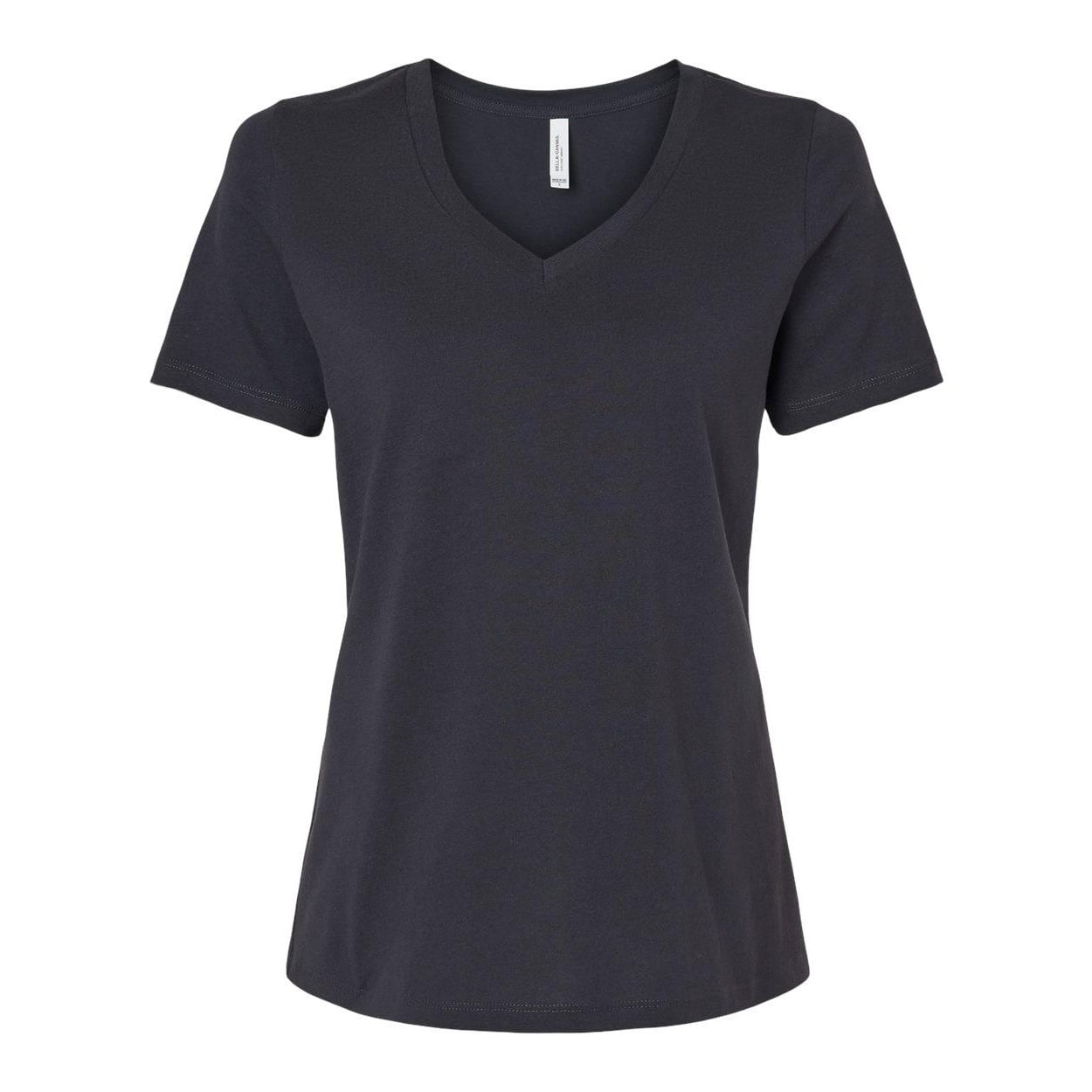Bella & Canvas B87006594 Women Relaxed Jersey V-Neck T-Shirt, Dark Grey ...