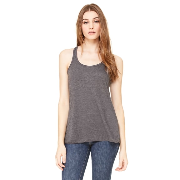 Ladies' Flowy Racerback Tank, DARK GRY HEATHER, 2XL, Pack 10, Womens Tank Tops