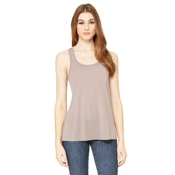 Ladies' Flowy Racerback Tank, PEBBLE, XS, Pack 2, Womens Tank Tops