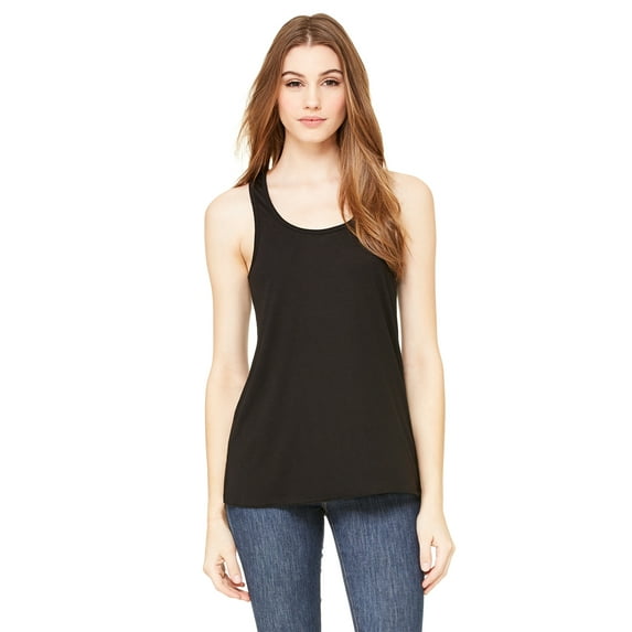 Ladies' Flowy Racerback Tank, Black, XS, Pack 5, Womens Tank Tops