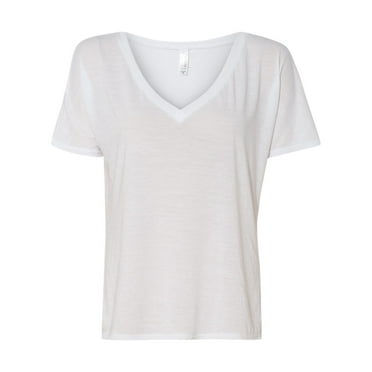 Bella-Canvas B8815 Womens Slouchy V-Neck T-Shirt, White, Large