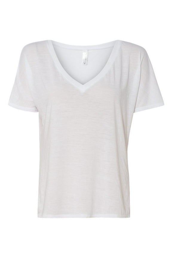 Bella-Canvas B8815 Womens Slouchy V-Neck T-Shirt, White, Large