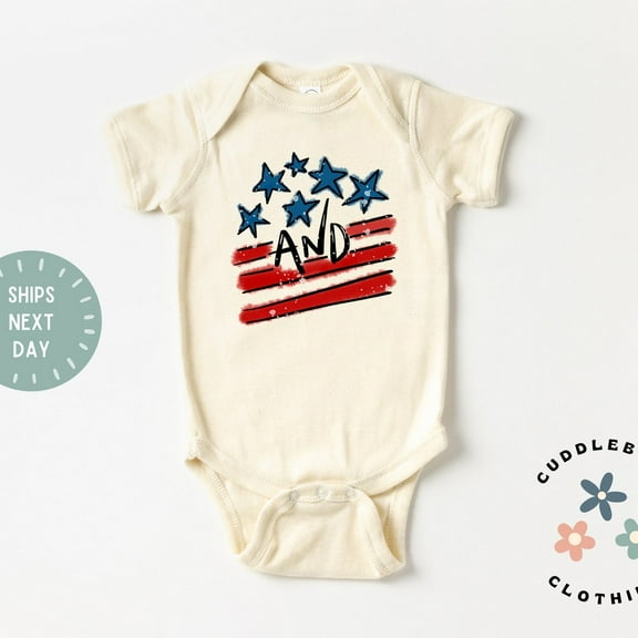 Bella Canvas Baby Bodysuit, Retro Stars and Stripes Baby Bodysuit, Cute Baby, First