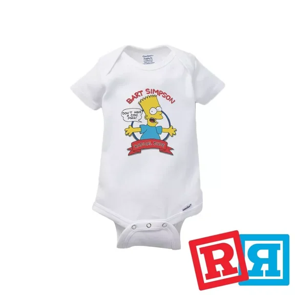 Bella Canvas Bart Simpson Gerber Baby OnesieÂ® Cotton Unisex White Short Sleeve Bodysuit