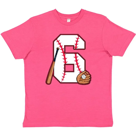 Bella Canvas Baseball Sixth Birthday- Six Years Old Birthdays 6th Bat Toddler Shirt