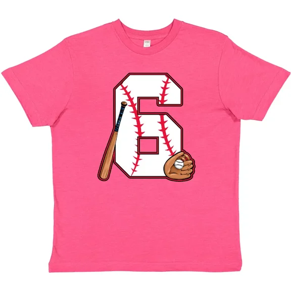 Bella Canvas Baseball Sixth Birthday- Six Years Old Birthdays 6th Bat Toddler Shirt