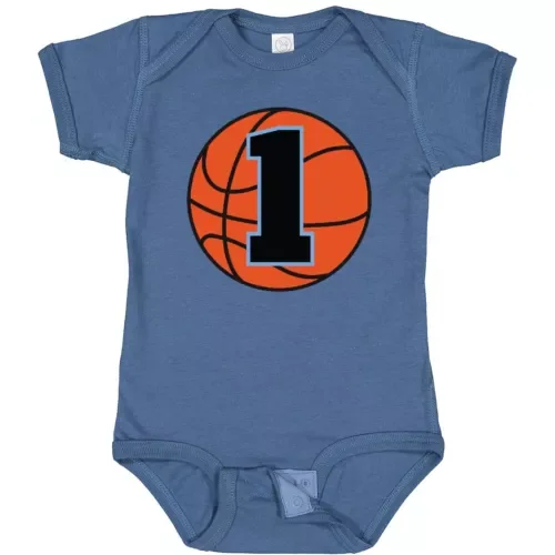 Bella Canvas Basketball 1st Birthday 1 Year Old Infant Creeper Ball Party Childs Bodysuit