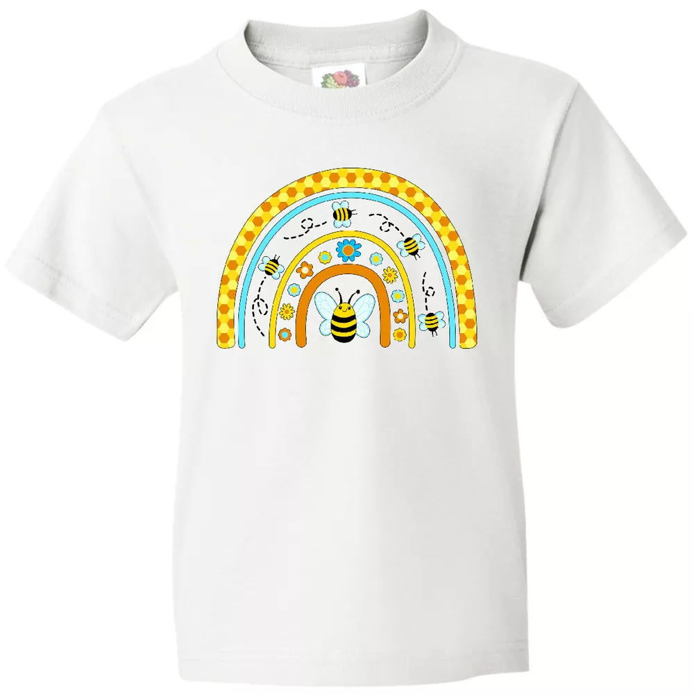 Bella Canvas Bee Rainbow With Flowers Bees Cute Flying Buzz Insects