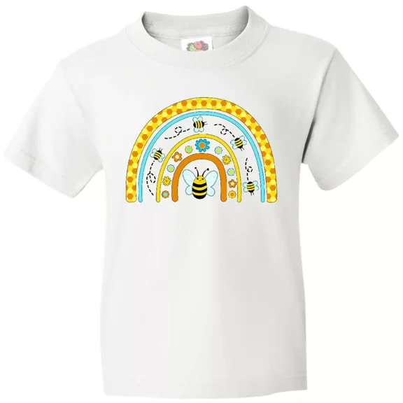 Bella Canvas Bee Rainbow With Flowers Bees Cute Flying Buzz Insects Toddler Shirt
