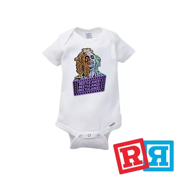 Bella Canvas Beetlejuice Gerber Baby OnesieÂ® Cotton Unisex White Short Sleeve Bodysuit