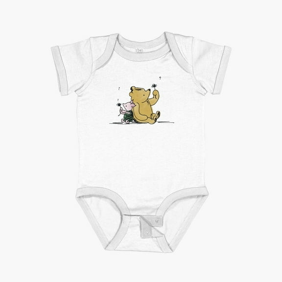 Bella Canvas Best Friends - Winnie The Pooh & Piglet Short Sleeve Baby One-Piece Newborn Gender Neutral Outfit, Baby Boy Or Girl Bodysuit, Birrthday Gifts