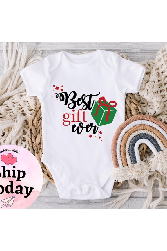 Bella Canvas Best Gift Ever, Best Gift Ever Baby Announcement, Announcement Bodysuit, Christmas, Pregnancy Announcement Bodysuit