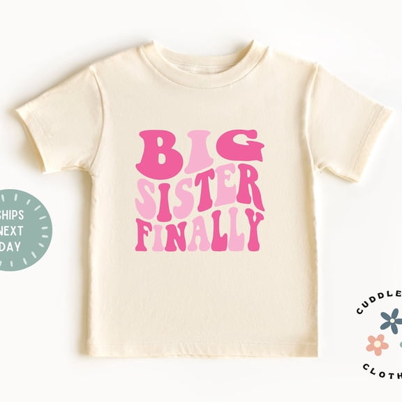 Bella Canvas Big Sister Shirt, Big Sister Finally Sibling Tee, Pregnancy Reveal, Big Sis Top, Sister Gift, Baby Reveal, Toddler Tee