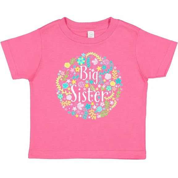 Bella Canvas Big Sister With Flower Circle Baby Toddler Shirt Valentines Family Sisters Toddler Shirt