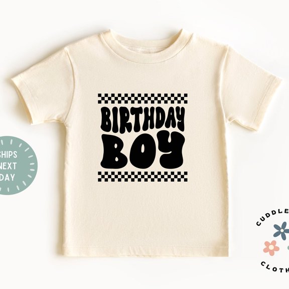 Bella Canvas Birthday Boy Kids Shirt, Retro Checkered Black Birthday Boy Tee, Toddler Boy Birthday, Grandson, Gift for Boy, Kids Toddler Tee