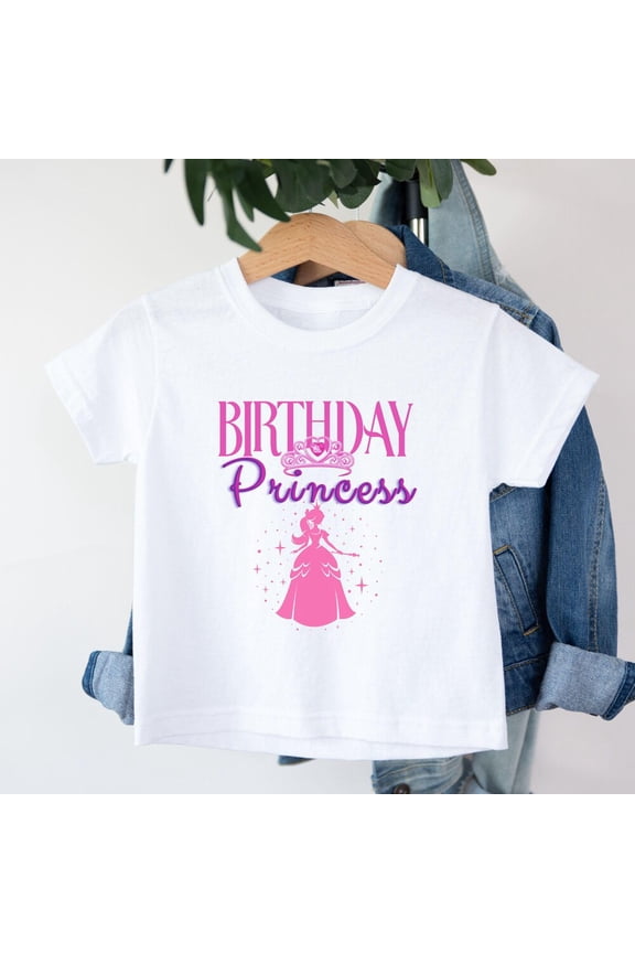 Bella Canvas Birthday Princess, Baby Short Sleeve T-Shirt, Toddler Birthday Tee, Kids Celebration Shirt, Girls Birthday Party Outfit, Princess Crown