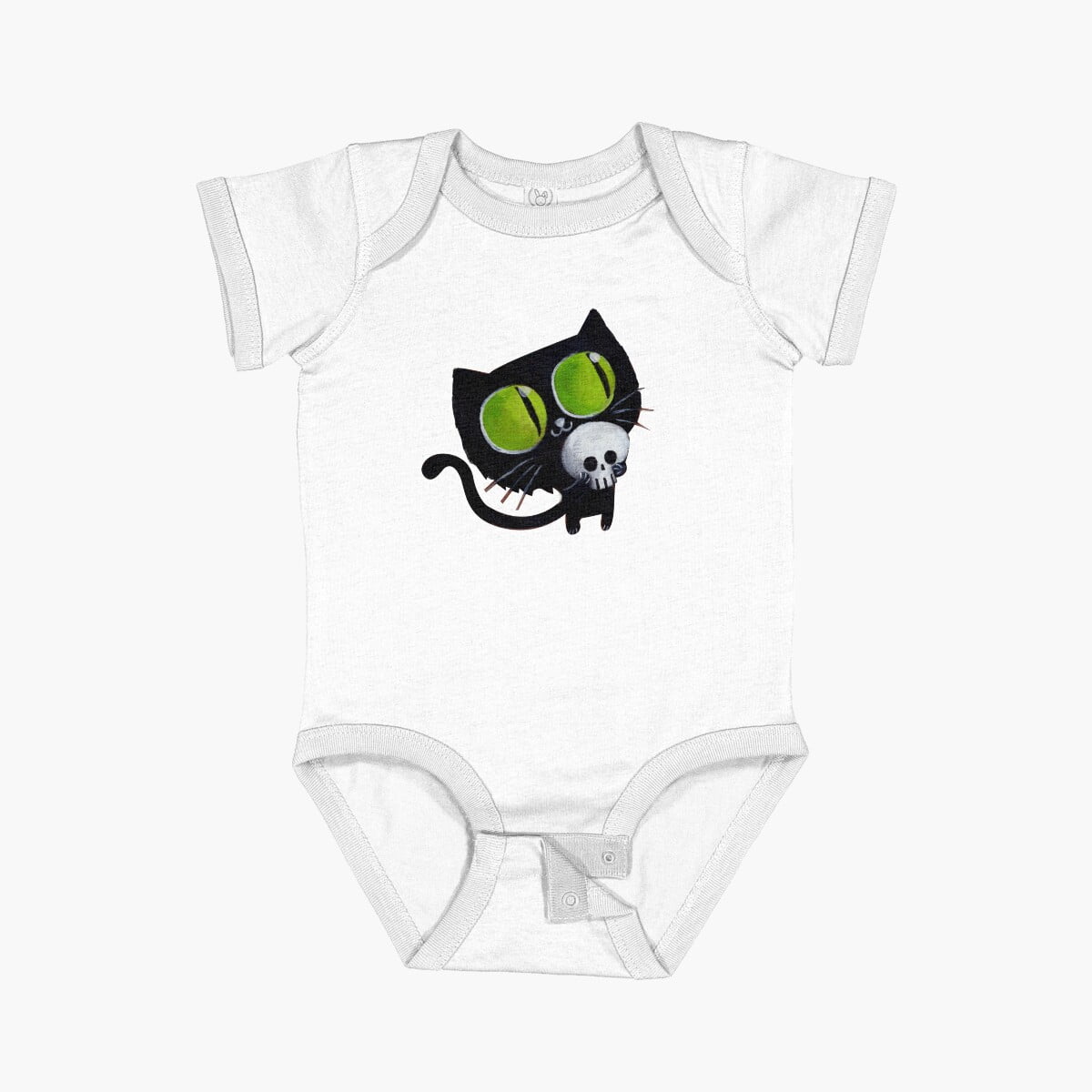 Bella canvas black halloween cat with skull short sleeve baby one piece