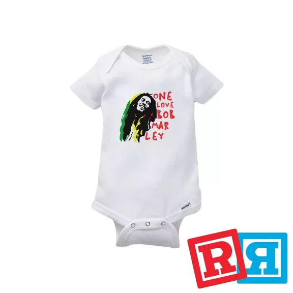 Bella Canvas Bob Marley Gerber Baby OnesieÂ® Bodysuit Cotton Unisex White Short Sleeve