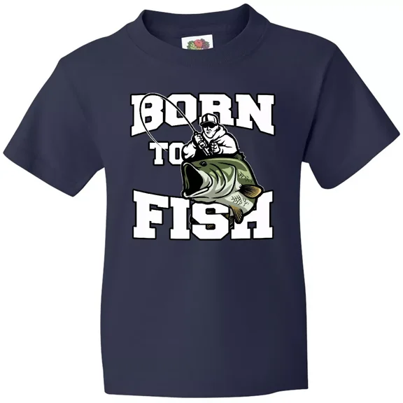Bella Canvas Born To Fish Toddler T-Shirt Fishing Fisherman Bass Fly Tee Kids Child