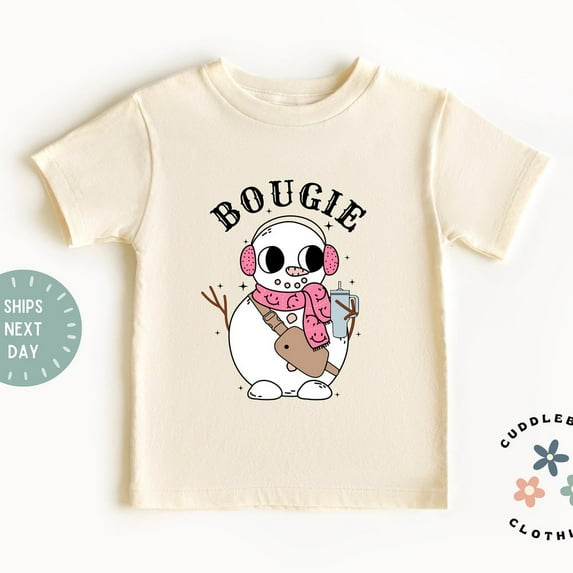 Bella Canvas Bougie Snowman Christmas Kids Shirt, Cute Boujie Christmas Tee, Gift For Girl, Girls Snowman Holiday Tee, Tee, Christmas Gift