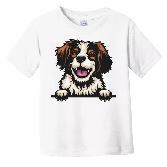 Bella Canvas Brittany Dog Breed Popping Up Cute Toddler Boys & Girls Shirt, Gift for Baby or Kids