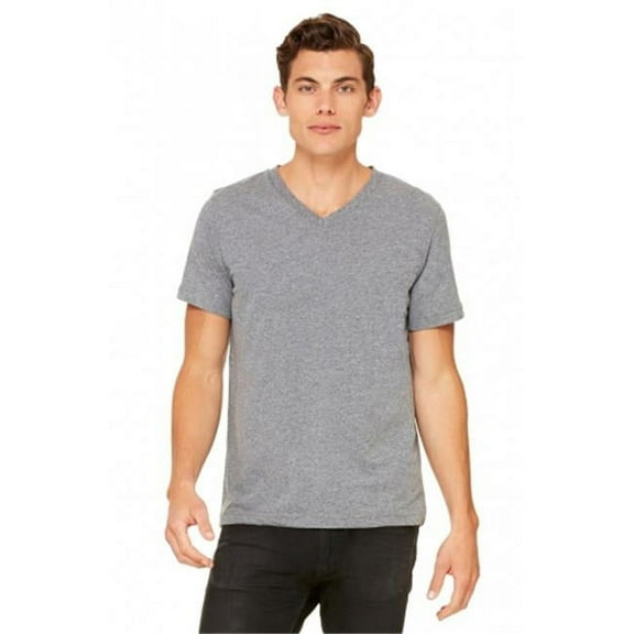 Bella-Canvas C3005 Unisex Jersey Short Sleeve V-Neck Tee - Deep Heather, Small