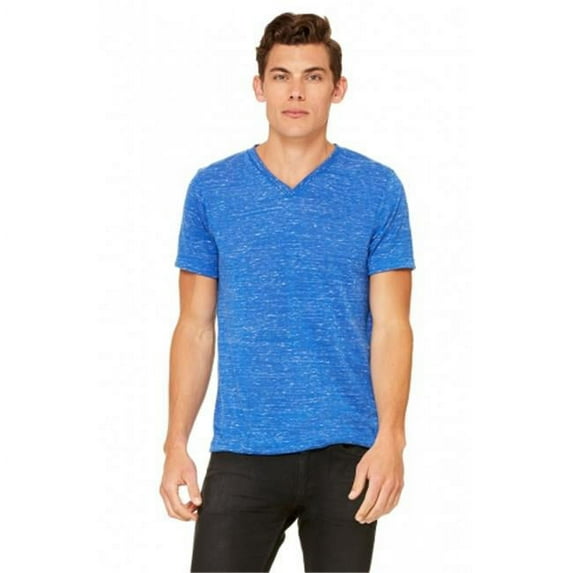 Bella-Canvas C3005 Unisex Jersey Short Sleeve V-Neck Tee - True Royal Marble, Extra Small