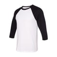 thumbnail image 1 of Bella-Canvas C3200 Unisex 0.75 Sleeve Baseball Tee - White & Black, Small, 1 of 3