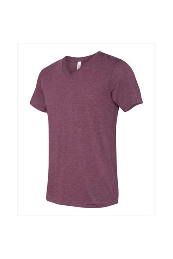 Bella-Canvas C3415 Unisex Short Sleeve V-Neck T-Shirt - Maroon Triblend - Extra Large