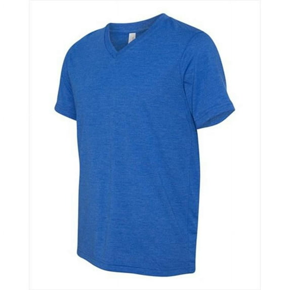 Bella-Canvas C3415 Unisex Short Sleeve V-Neck T-Shirt - True Royal Triblend, Extra Small