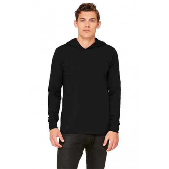 Bella-Canvas C3512 Unisex Jersey Long Sleeve Hoodie - Black - Large