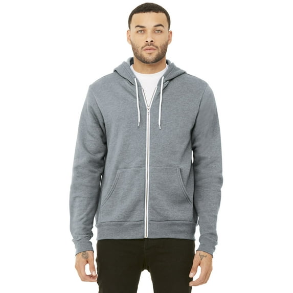 Bella-Canvas C3739 Unisex Poly-Cotton Fleece Full-Zip Hoodie - Athletic Heather, Small