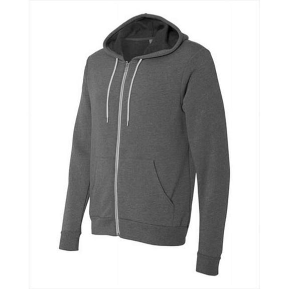 Bella-Canvas C3739 Unisex Poly-Cotton Fleece Full-Zip Hoodie - Deep Heather - Medium