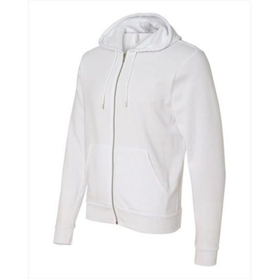 Bella-Canvas C3739 Unisex Poly-Cotton Fleece Full-zip Hoodie, White, Large