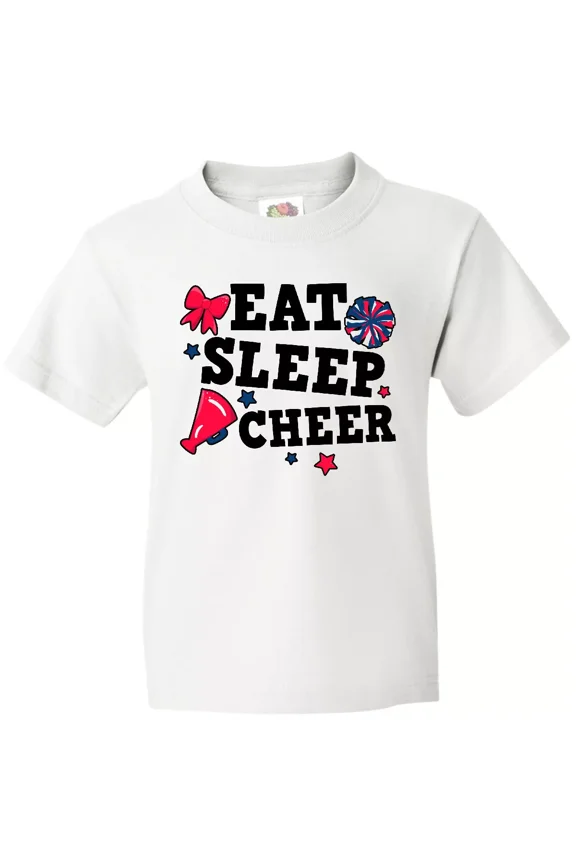 Bella Canvas Cheerleading Eat Sleep Cheer Toddler T-Shirt Sports Cheerleader I Love