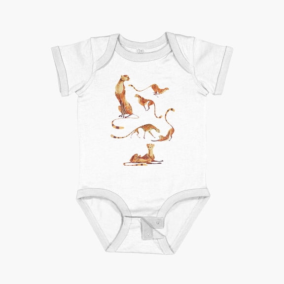 Bella Canvas Cheetah Poses Short Sleeve Baby One-Piece Newborn Gender Neutral Outfit, Baby Boy Or Girl Bodysuit, Birrthday Gifts