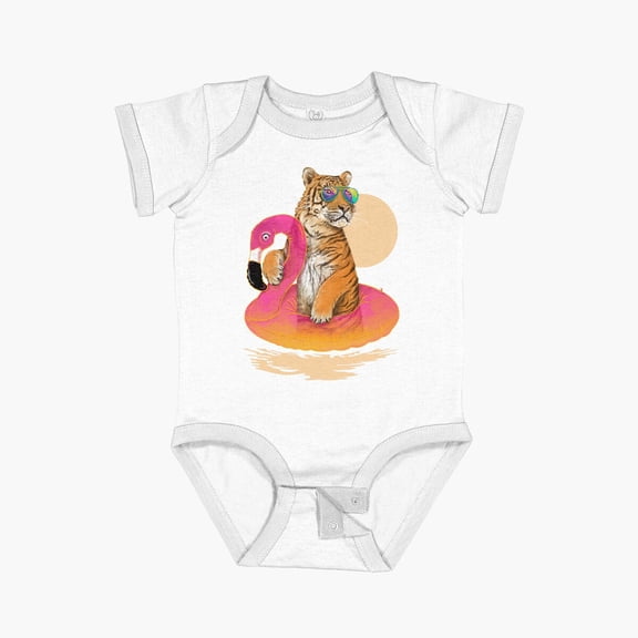 Bella Canvas Chillin, Flamingo Tiger Short Sleeve Baby One-Piece Newborn Gender Neutral Outfit, Baby Boy Or Girl Bodysuit, Birrthday Gifts