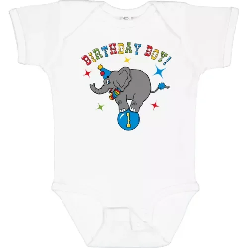 Bella Canvas Circus Elephant 1st Birthday Boy Baby Bodysuit Cartoon Big Top Infant Bodysuit