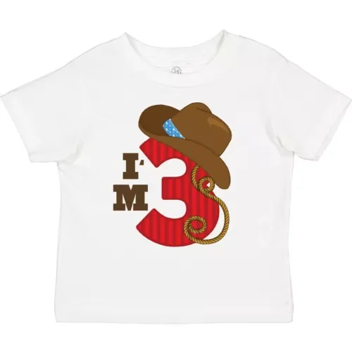 Bella Canvas Cowboy 3rd Birthday I'm Three Toddler Toddler Shirt Third Hat Western Lasso