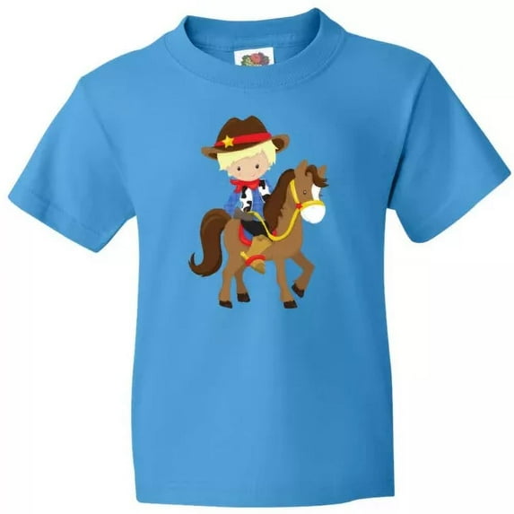 Bella Canvas Cowboy, Sheriff, Horse, Western, Blond Hair Cute Boy Hat Toddler Shirt