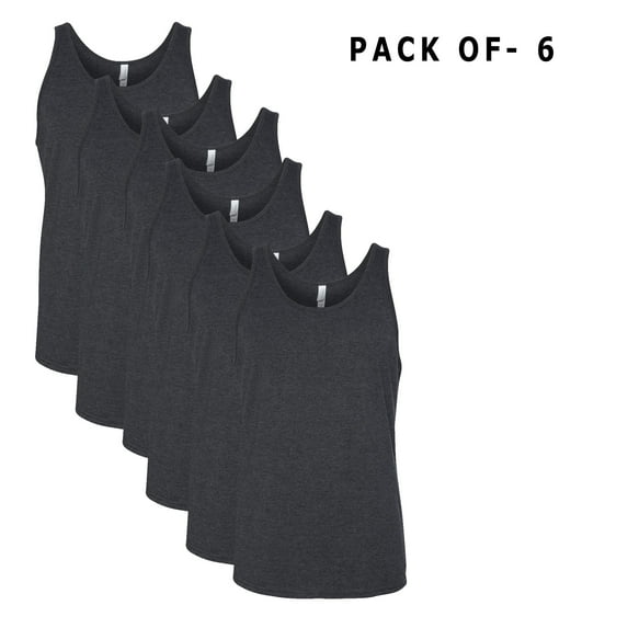 CROWN CRAZE - Crewneck Comfortable Sleeveless Cvc Tank for Men | Pack of 6 Made with 4.2 Oz, 52/48 Airlume Combed and Ring-Spun Cotton/polyester, Size - L Dark Grey Heather Color Tank