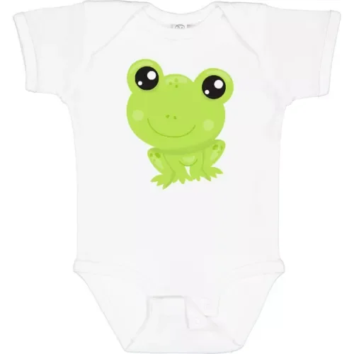 Bella Canvas Cute Frog, Little Frog, Baby Frog, Green Frog Baby Bodysuit Animals Bodysuit