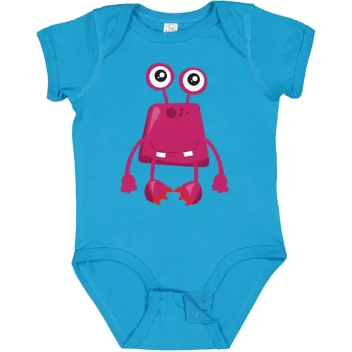 Bella Canvas Cute Monster, Pink Monster, Funny Monster, Silly Baby Little Bodysuit