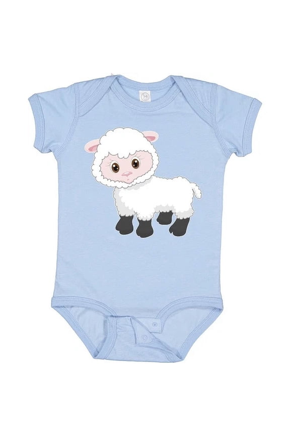 Bella Canvas Cute White Lamb Baby Bodysuit Farm Animals Little Wool Animal Favorite Baby Bodysuit