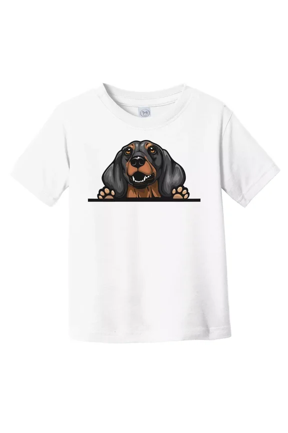 Bella Canvas Dachshund Dog Breed Popping Up Cute Toddler Boys & Girls Shirt, Gift for Baby or Kids